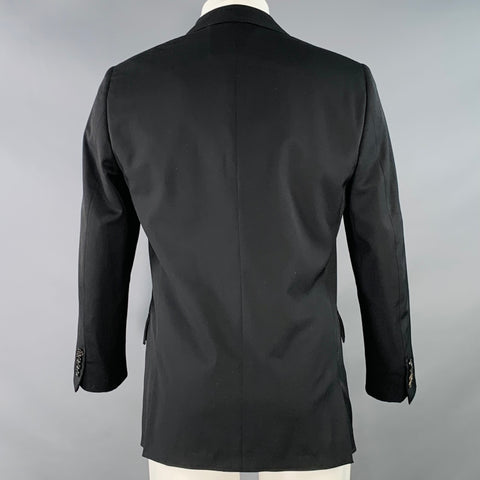 RALPH LAUREN Size 38 Regular Black Wool Double Breasted Peak Lapel Sport Coat