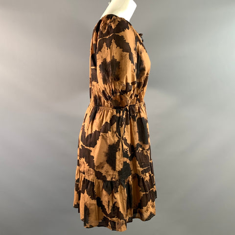 RAILS Size M Brown Dark brown Cotton Tie Dye V Neck Knee Length Dress