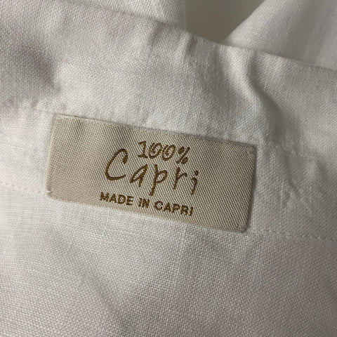 100% CAPRI Size XS White Linen Shirt dress Casual Top