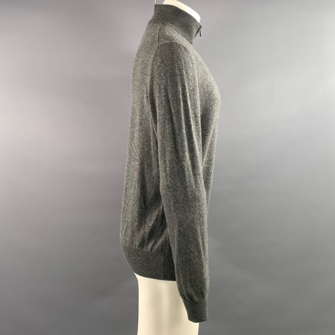 LORO PIANA Size M Grey Knit Cashmere 1/4 Zip Sweater