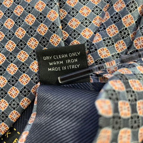 ERMENEGILDO ZEGNA One Size Grey Orange Silk Tie