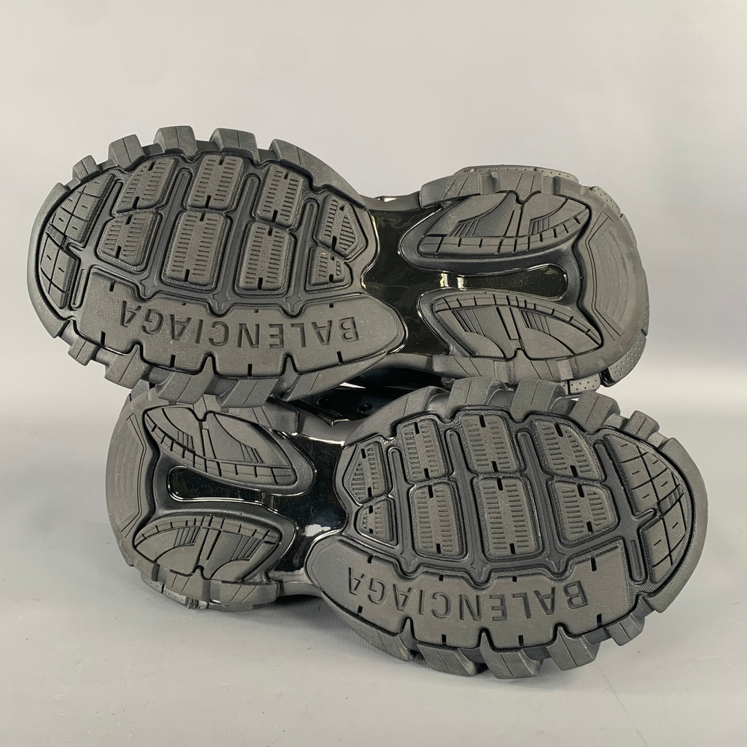 BALENCIAGA Size 9 Black Navy Mixed Patterns Mixed Fabrics Runner Sneakers