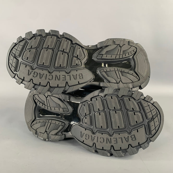 BALENCIAGA Size 9 Black Navy Mixed Patterns Mixed Fabrics Runner Sneakers