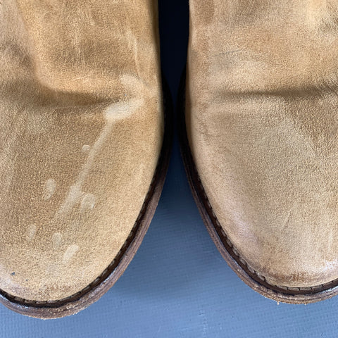 MOMA Size 7.5 Tan Suede Zip Up Ankle Boots