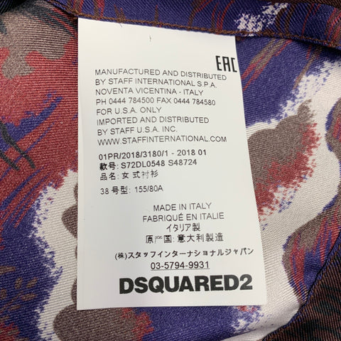 DSQUARED2 Size S Multi Color Hawaiian Tropical Silk Camp Short Sleeve Shirt