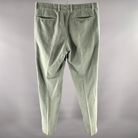 BOGLIOLI Size 32 Grey Green Washed Linen Blend Pants