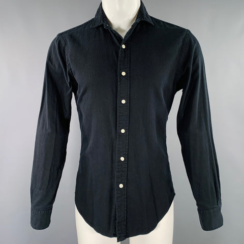POLO by RALPH LAUREN Size M Black Cotton Spread Collar Long Sleeve Shirt