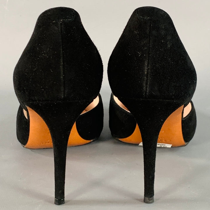 CELINE Size 8.5 Black Suede Pointed Toe D'Orsay Stiletto Pumps