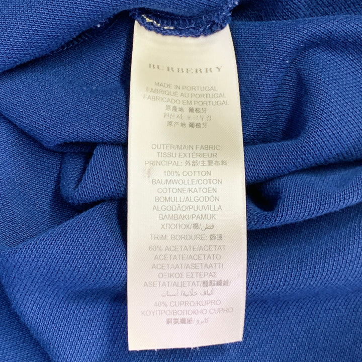 BURBERRY LONDON Size M Blue Olive Contrast Trim Cotton Pique Half Placket Polo