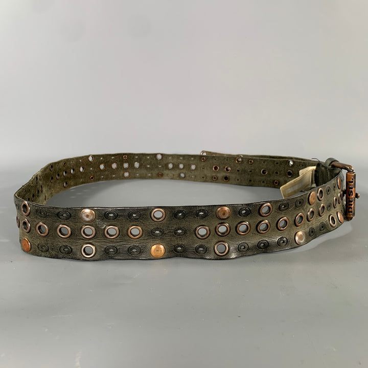 DIESEL Size One Size Black Brass Distressed Leather Belt