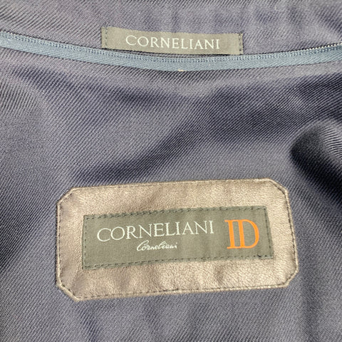 CORNELIANI Size 42 Black Twill Wool Blend Single Breasted Water Resistant Coat
