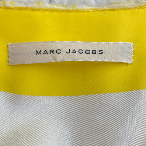 MARC JACOBS Size M Yellow White Boucle Stripe Snaps Jacket Blazer