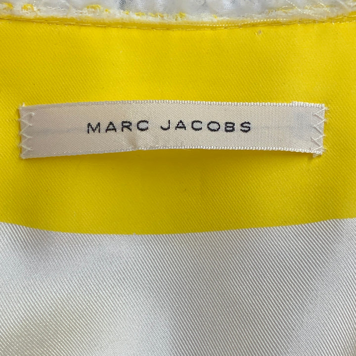 MARC JACOBS Size M Yellow White Boucle Stripe Snaps Jacket Blazer