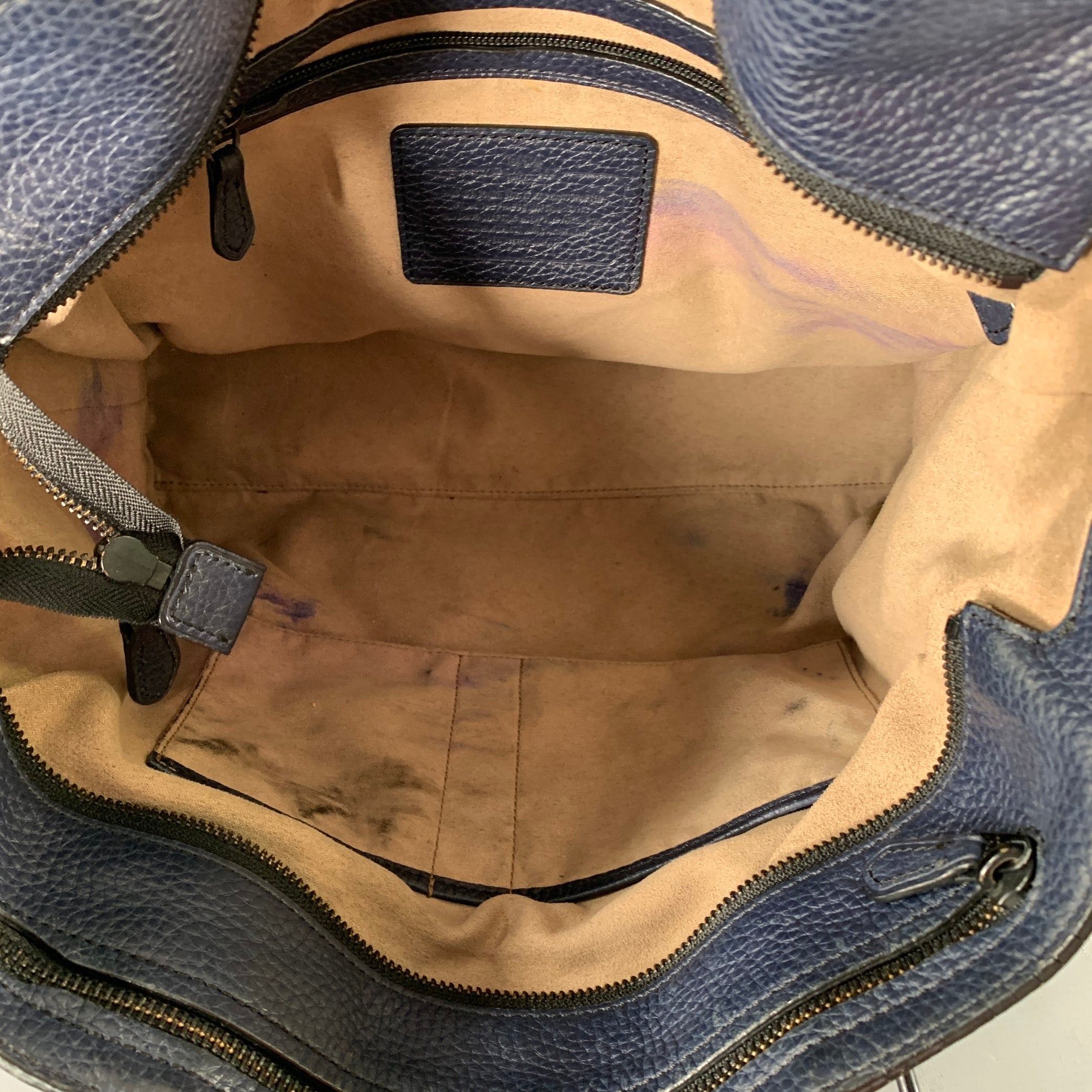 COACH Navy Pebble Grain Leather Tote Bag – Sui Generis Designer