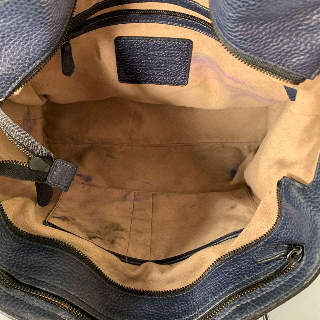 COACH Navy Pebble Grain Leather Tote Bag