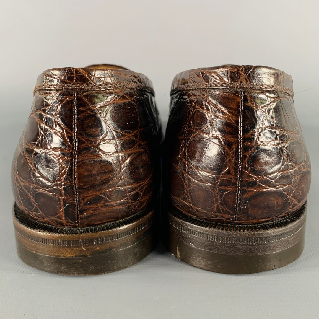 A.TESTONI Size 8.5 Brown Alligator Leather Moccasin Loafers  display picture 3