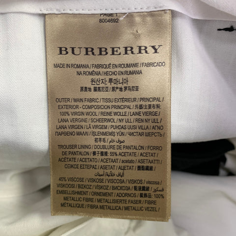 BURBERRY Size 40 Black Wool Tuxedo Dress Pants
