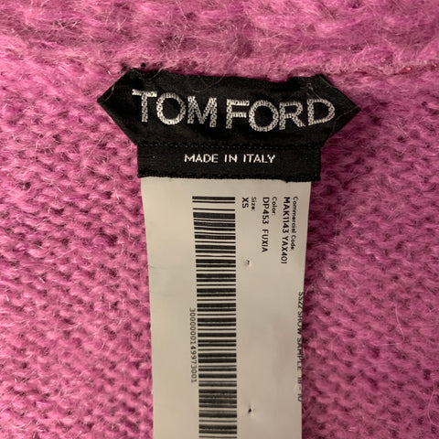 TOM FORD Size XS Pink Metallic Mohair Blend V-Neck Sweater