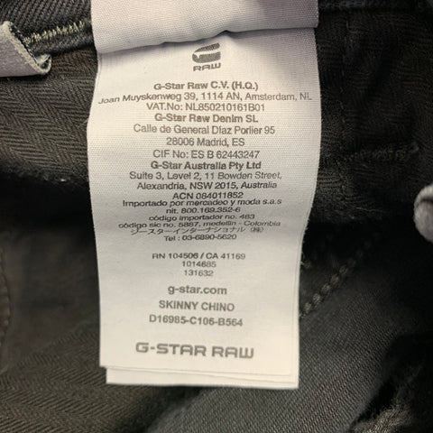 G-STAR Size 31 Skinny Chino Black Twill Cotton Blend Zip Fly Jeans