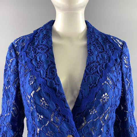 ESCADA Size 4 Blue Polyamid Baumwolle Floral Jacket