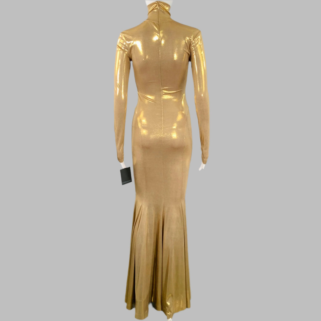 NORMA KAMALI Size XXS Gold Polyester Blend Long Sleeve Fishtail Evenin Sui Generis Designer Consignment NORMA KAMALI Size XXS Gold Polyester Blend Long Sleeve Fishtail Evenin Sui Generis Designer Consignment