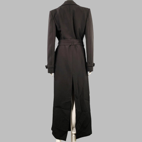 TOM FORD Size 2 Black Virgin Wool Blend Double Breasted Trench Coat