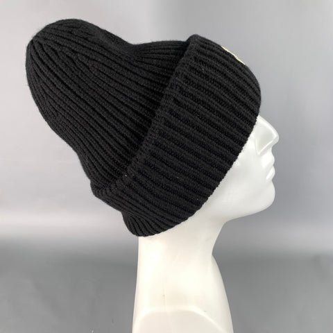 MONCLER Size One Size Black White Ribbed Wool  Cashmere Hats