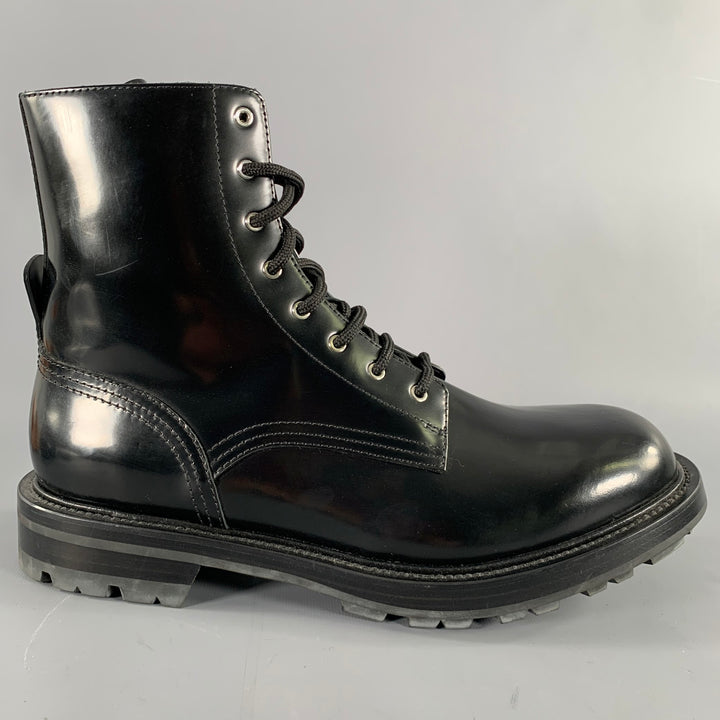 ALEXANDER MCQUEEN Size 12 Black Leather Combat Lace-Up Boots