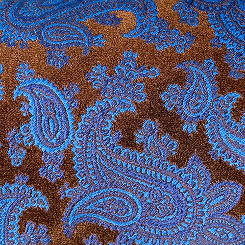 ISAIA One Size Blue Brown Paisley Jacquard Silk Tie