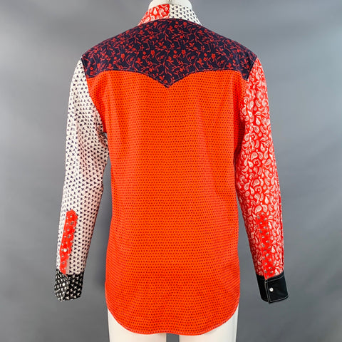 CALVIN KLEIN COLLECTION Size S Multi Color Patchwork Bandana Cotton Long Sleeve Shirt