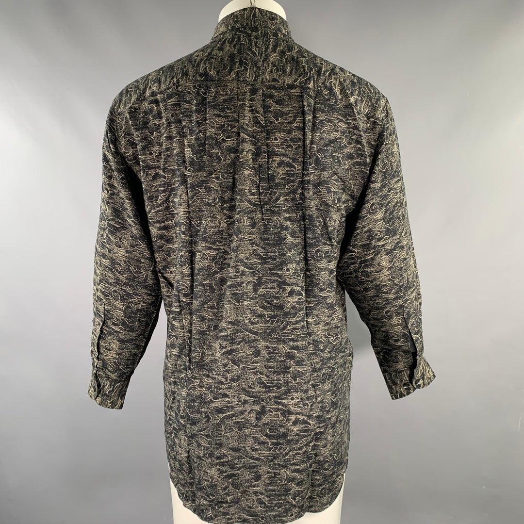 BERTONE Size S Viscose Blend Button Up Long Sleeve Shirt