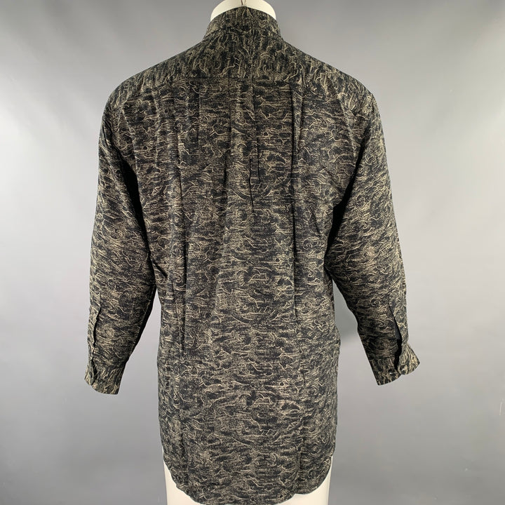 BERTONE Size S Viscose Blend Button Up Long Sleeve Shirt