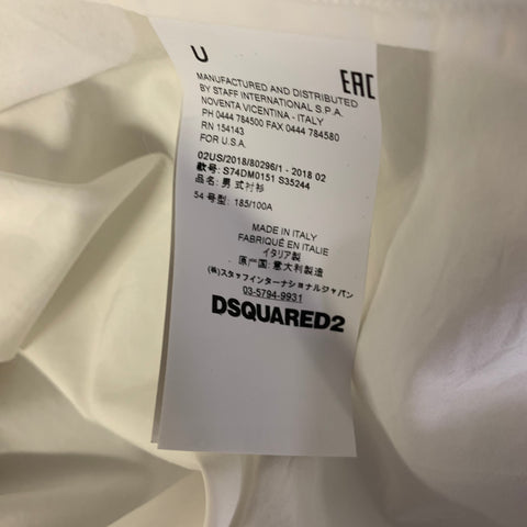 DSQUARED2 Size L White Black & Gunmetal Sequined Cotton Long Sleeve Shirt