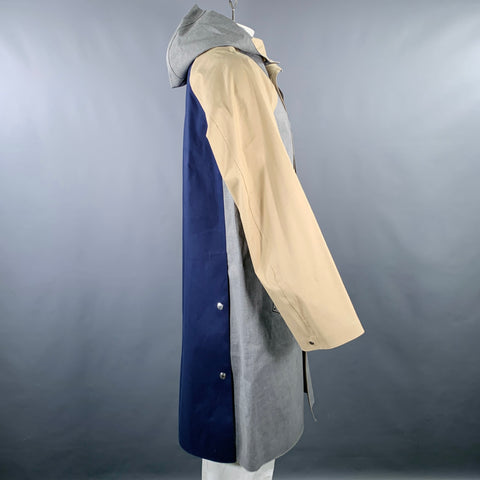 MACKINTOSH Size 42 Grey Khaki Navy Color Block Hooded Coat