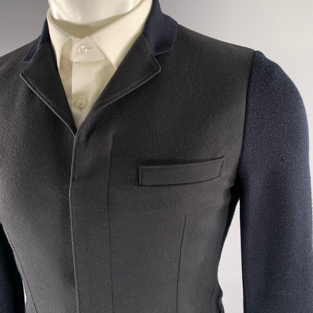 EMPORIO ARMANI Size 34 Navy Ribbed Wool Polyamide Jacket