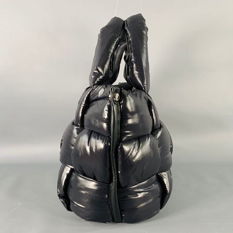 ROBERTA GANDOLFI Medium Black Puffy Quilted Nylon Woven Tote Handbag
