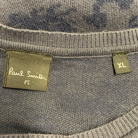 PS by PAUL SMITH Size L Navy Print Cotton Crew Neck Pullover