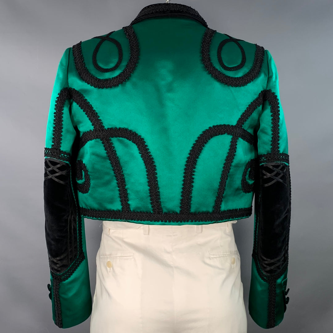 DOLCE GABBANA SS15 Size 44 Green Black Silk Cotton Cropped