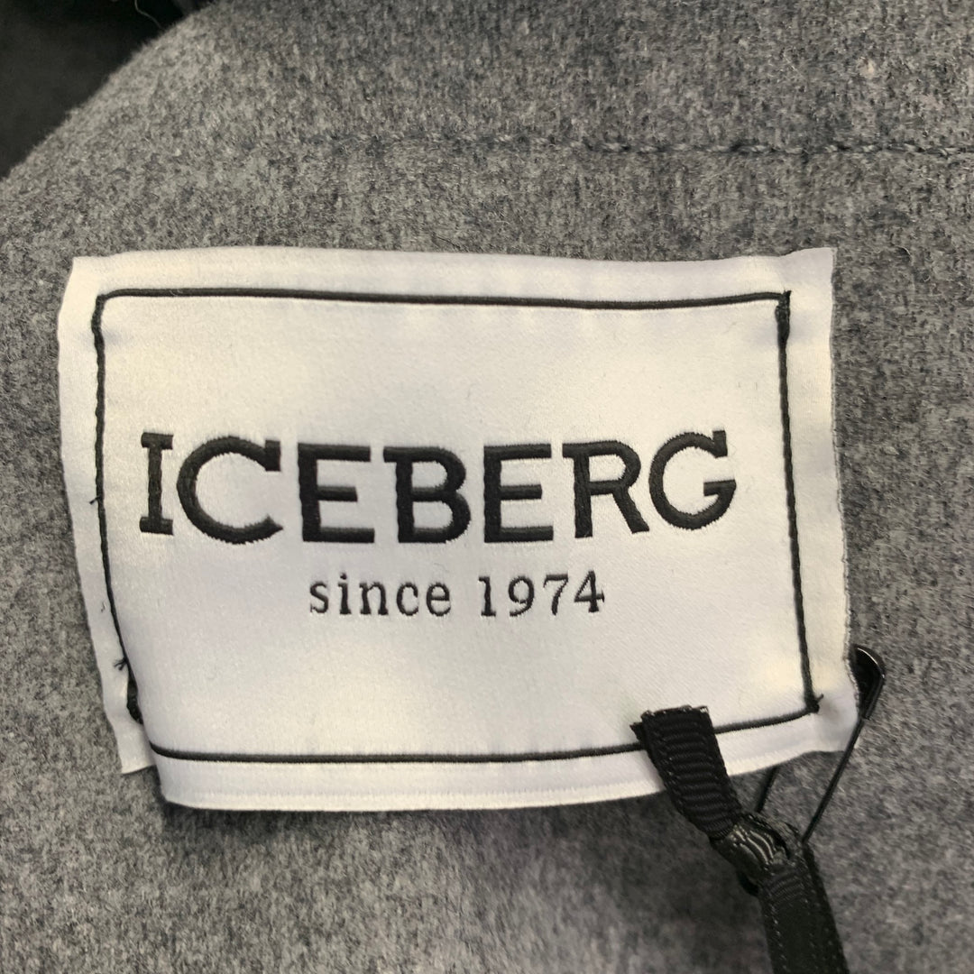 ICEBERG Size 38 Grey Wool Blend Hooded Zip Toggle Coat