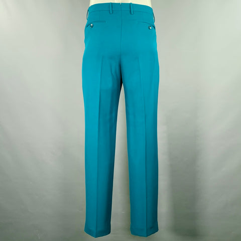 ETRO Size 34 Teal Wool Zip Fly Dress Pants