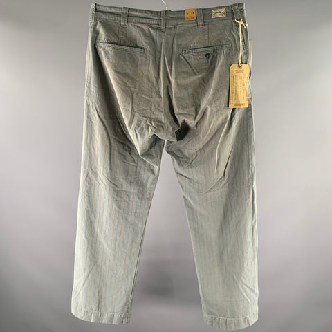 RRL by RALPH LAUREN Size 34  Teal Blue Brown Stripe Cotton Blend Casual Pants