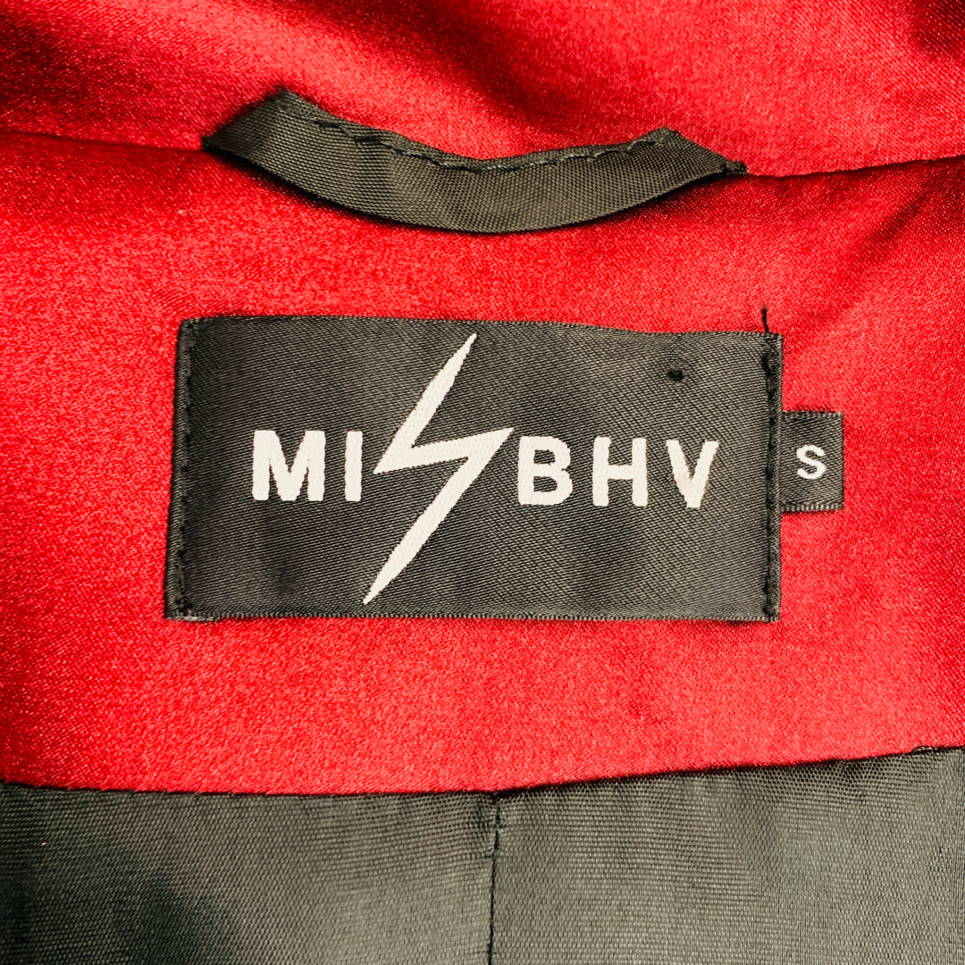 MISBHV Size S Black Burgundy Polyamide Blend Color Block Robe Coat