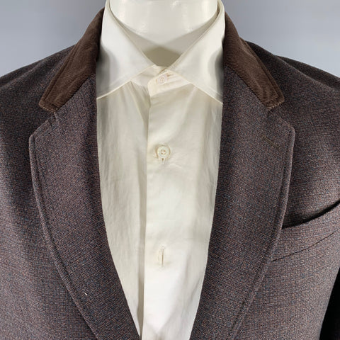 MAISON MARGIELA Size 42 Brown Blue Melange Wool Blend Sport Coat