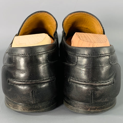 GUCCI Size 9.5 Black Gold Horsebit Leather Loafers