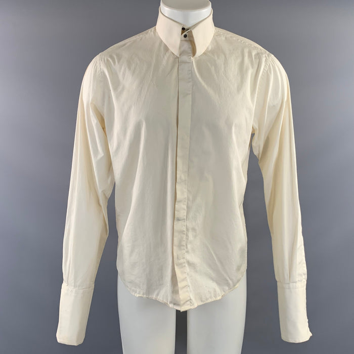 MUGLER Size M White Cotton Button Up Long Sleeve Shirt