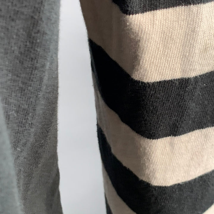 FREENOTE CLOTH Size XL Shifter Black Off White Stripe Cotton One Pocket Pullover