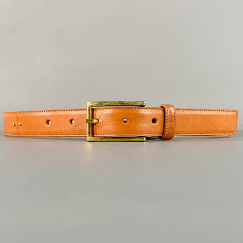 SAKS FIFTH AVENUE Size M Camel Gold Studded Leather Belt