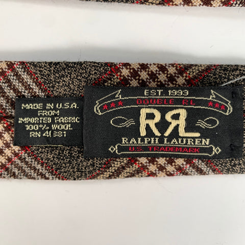 RRL by RALPH LAUREN Brown Red Tartan Wool Tie