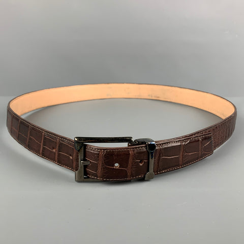 Ceinture en cuir gaufré croco marron VINTAGE taille L