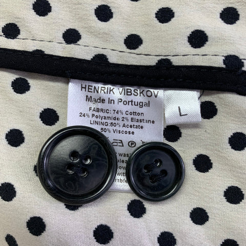 HENRIK VIBSKOV Size L Black White Polka Dot Cotton Blend Sport Coat